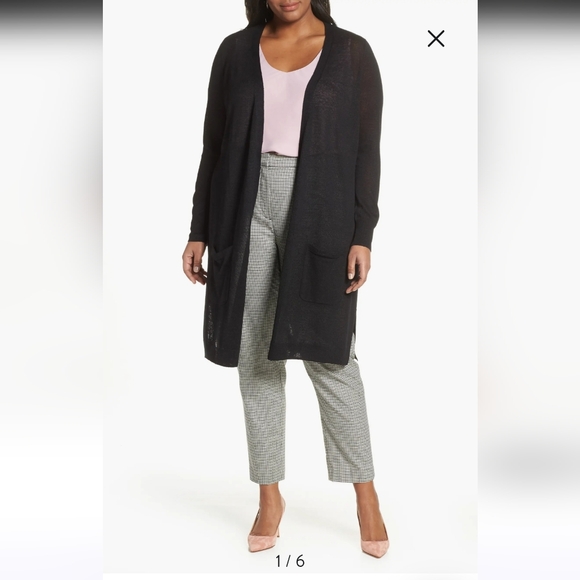Halogen Sweaters - Hologen Black Ribbed 100% Cashmere Cardigan